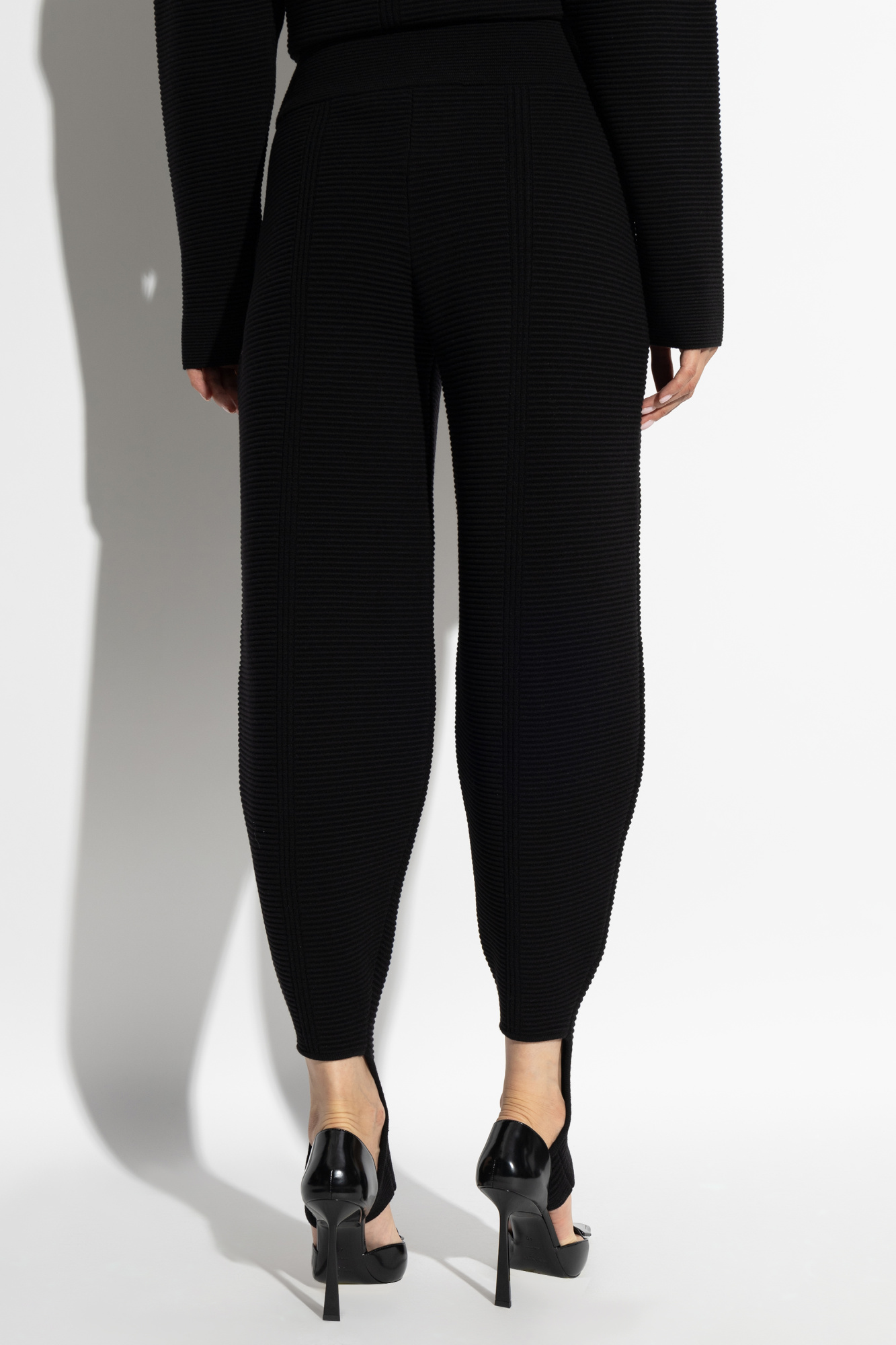 Black ribbed trousers hotsell